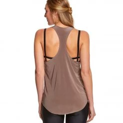 Onzie Lightweight Glossy Flow Yoga Tank Top Champagne