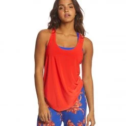 Onzie Lightweight Glossy Flow Yoga Tank Top Coral