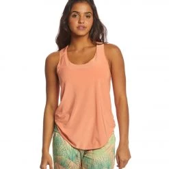 Onzie Lightweight Glossy Flow Yoga Tank Top Pink Peach CLOTHING