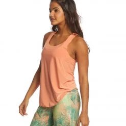 Onzie Lightweight Glossy Flow Yoga Tank Top Pink Peach CLOTHING