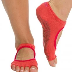 Toesox Bella Half-Toe Yoga Grip Socks Poppy 7 Toesox Bella Half-Toe Yoga Grip Socks Poppy