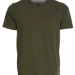 PrAna Men's V Neck Short Sleeve Workout Tee Cargo Green Heather