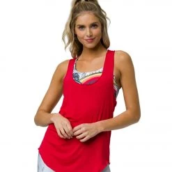CLOTHING Onzie Lightweight Glossy Flow Yoga Tank Top Red