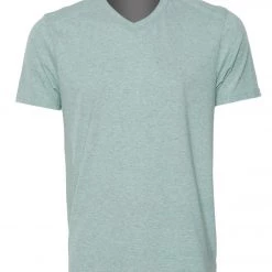 PrAna Men's V Neck Short Sleeve Workout Tee Agave Heather