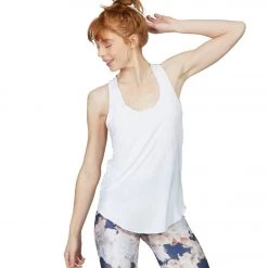 Onzie Lightweight Glossy Flow Yoga Tank Top White