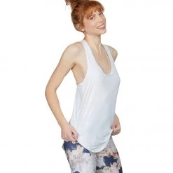 Onzie Lightweight Glossy Flow Yoga Tank Top White