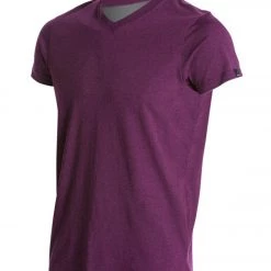 CLOTHING PrAna Men's V Neck Short Sleeve Workout Tee Black Plum Heather