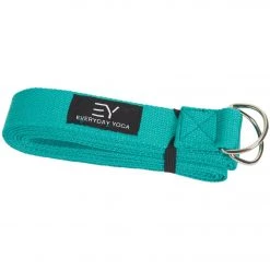 YOGA MATS & PROPS Everyday Yoga 8 Foot Yoga Strap D-Ring Aqua