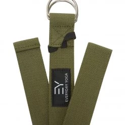 YOGA MATS & PROPS Everyday Yoga 8 Foot Yoga Strap D-Ring Dark Olive