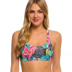 Onzie Chic Yoga Sports Bra Aloha/Black Straps