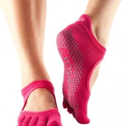 Toesox Bellarina Full-Toe Yoga Grip Socks Fuchsia