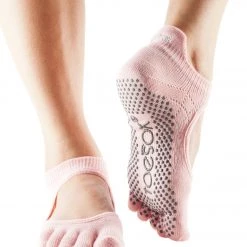 Toesox Bellarina Full-Toe Yoga Grip Socks Fishnet Kiss