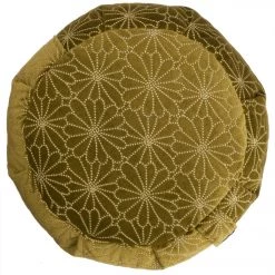YOGA MATS & PROPS Hugger Mugger Zafu Printed Yoga Meditation Cushion Retro Olive