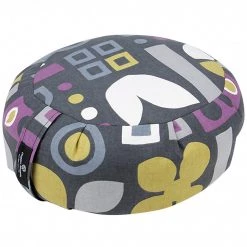 Hugger Mugger Zafu Printed Yoga Meditation Cushion Graphic Graphite
