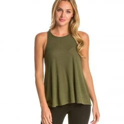 Free People Slub Long Beach Tank Dark Olive CLOTHING