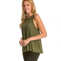 Free People Slub Long Beach Tank Dark Olive CLOTHING