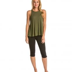 Free People Slub Long Beach Tank Dark Olive CLOTHING