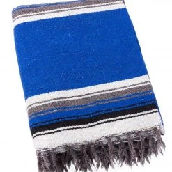 Native Yoga Diamond Design Mexican Yoga Blanket Blue