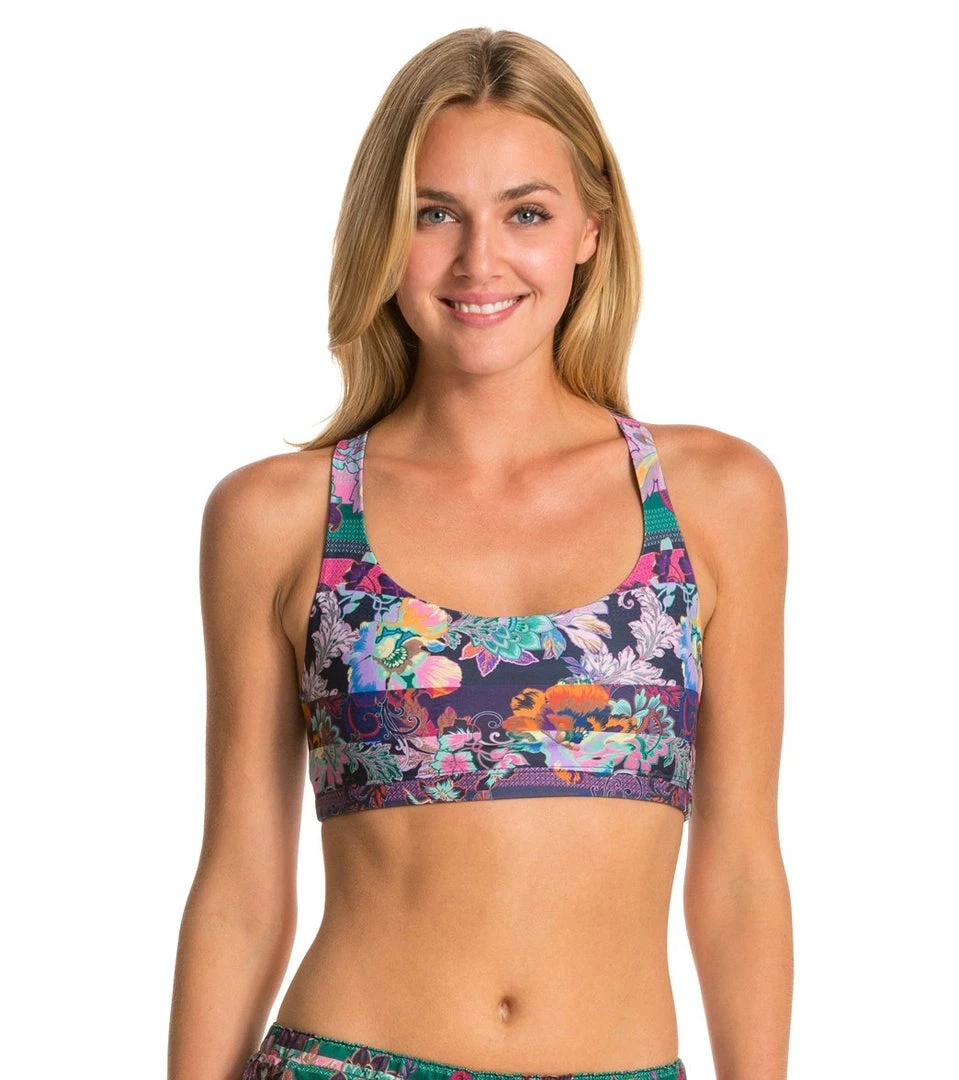 CLOTHING Onzie Chic Yoga Sports Bra Bolivia/Pink Straps 4 CLOTHING Onzie Chic Yoga Sports Bra Bolivia/Pink Straps