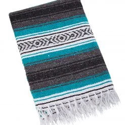YOGA MATS & PROPS Native Yoga Heavy Weight Falsa Mexican Yoga Blanket Teal