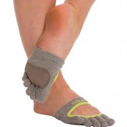 Toesox Releve Full-Toe Yoga Grip Socks Heather Grey/Limeaid ACCESSORIES