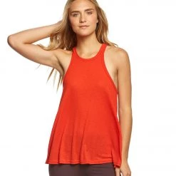 Free People Slub Long Beach Tank Red