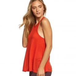 Free People Slub Long Beach Tank Red