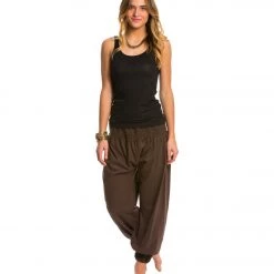 NEW ARRIVALS Yak & Yeti Indian Harem Joggers Brown