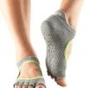 Toesox Bellarina Half-Toe Yoga Grip Socks Heather Grey/Limeaid 2 Toesox Bellarina Half-Toe Yoga Grip Socks Heather Grey/Limeaid