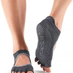 Toesox Bellarina Half-Toe Yoga Grip Socks Carbon Batik