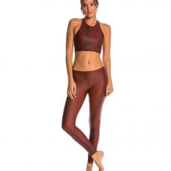 Onzie Long Yoga Leggings Burgundy Snake