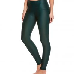 Onzie High Waisted Yoga Leggings Green Venom