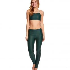 Onzie High Waisted Yoga Leggings Green Venom