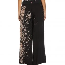 Hard Tail Flat Waist Wide Leg Yoga Pants Black/Taupe Diagonal Butterfly CLOTHING