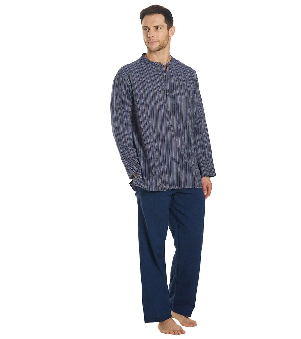 Yak & Yeti Men's Bohemian Long Sleeve Blue 6 Yak & Yeti Men's Bohemian Long Sleeve Blue