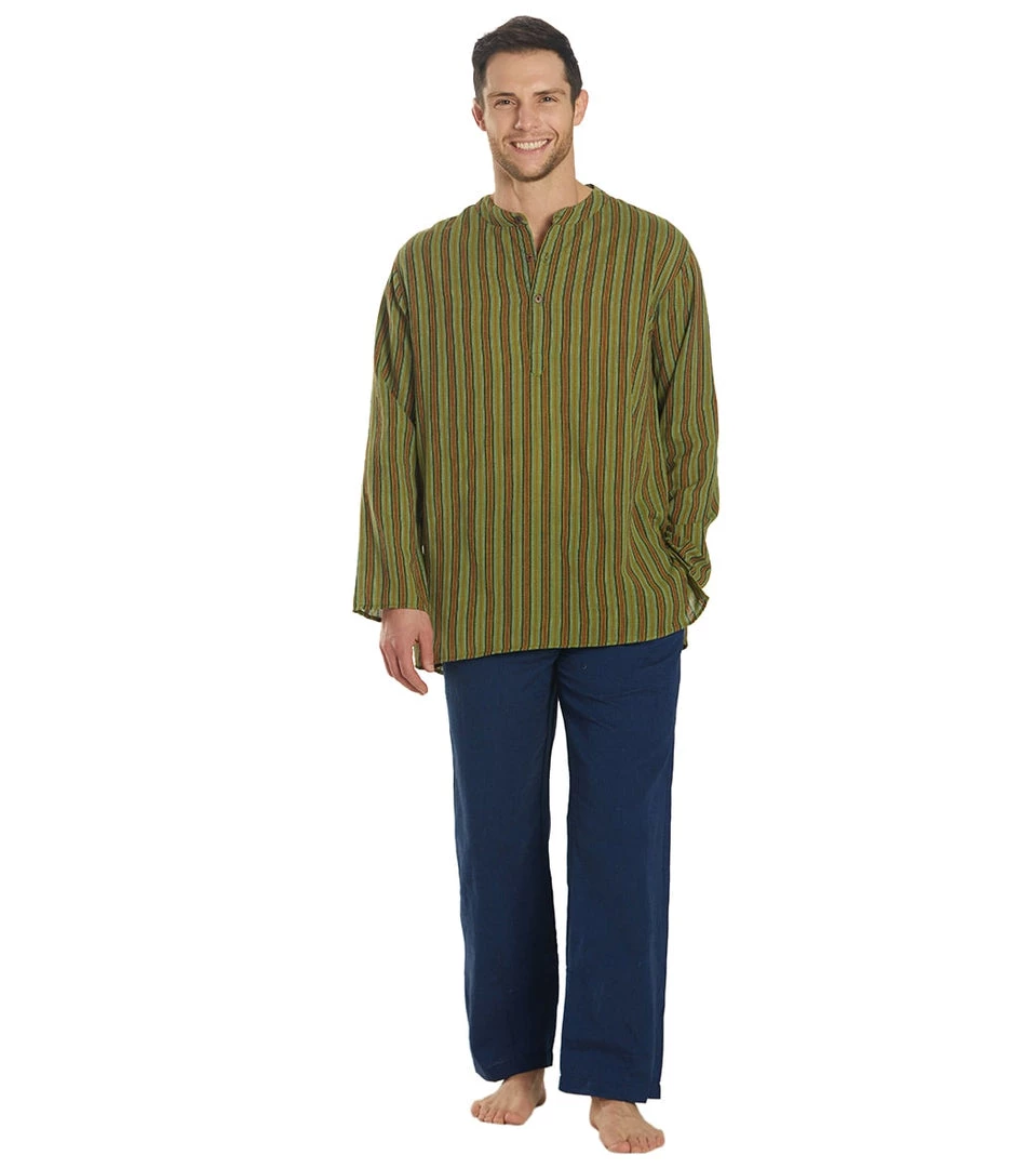 Yak & Yeti Men's Bohemian Long Sleeve Green CLOTHING 6 Yak & Yeti Men's Bohemian Long Sleeve Green CLOTHING