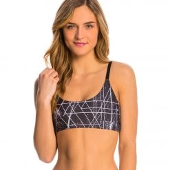 Onzie Graphic Elastic Yoga Sports Bra Black Sky