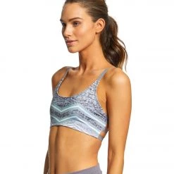 Onzie Graphic Elastic Yoga Sports Bra Graphite Chevron