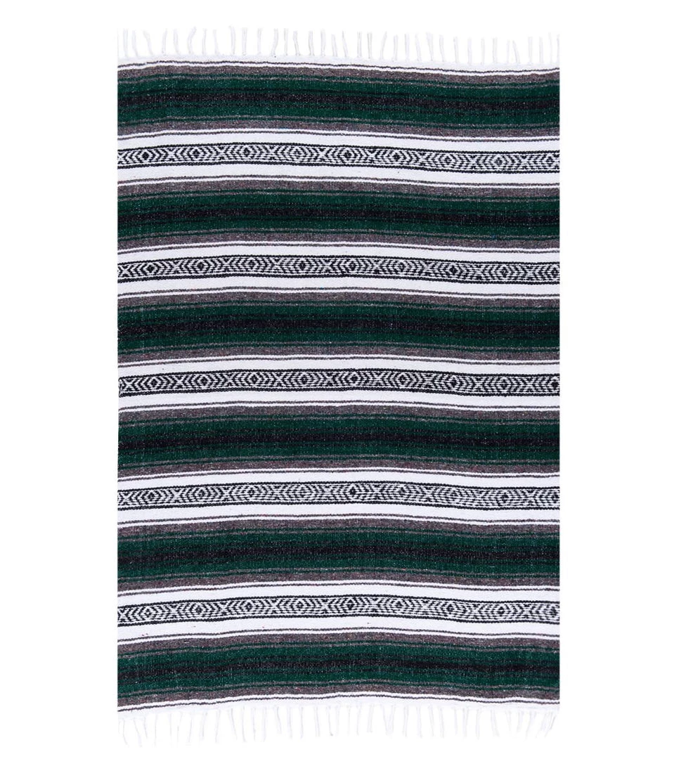 Native Yoga Economy Falsa Mexican Blanket Dark Green 3 Native Yoga Economy Falsa Mexican Blanket Dark Green