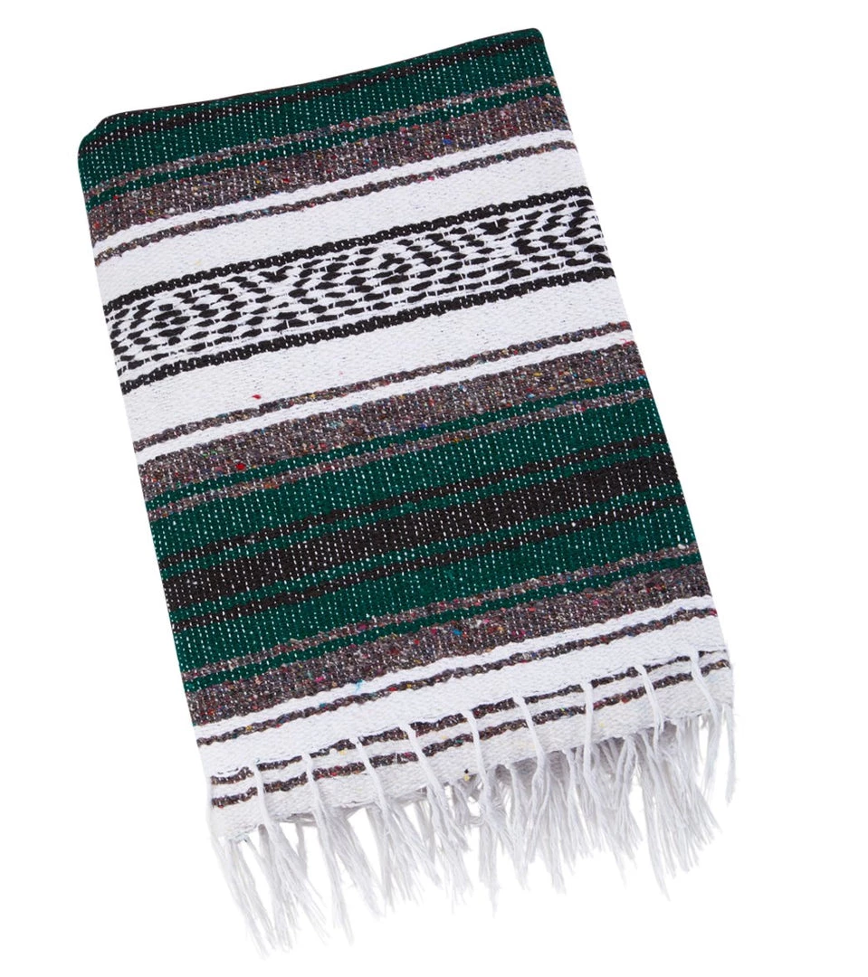 Native Yoga Economy Falsa Mexican Blanket Dark Green 4 Native Yoga Economy Falsa Mexican Blanket Dark Green