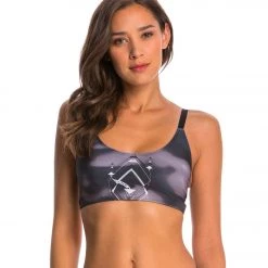 Onzie Graphic Elastic Yoga Sports Bra Feathered