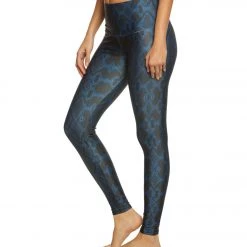 Onzie High Waisted Yoga Leggings Navy Python