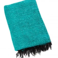 YOGA MATS & PROPS Native Yoga Solid Color Woven Yoga Blanket Teal