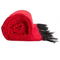 Native Yoga Solid Color Woven Yoga Blanket Red