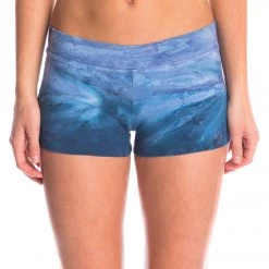 Hard Tail Booty Yoga Shorts Blue Side Circle