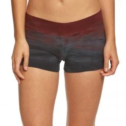 Hard Tail Booty Yoga Shorts Burgundy/Gray Rainbow Horizon
