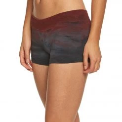 Hard Tail Booty Yoga Shorts Burgundy/Gray Rainbow Horizon