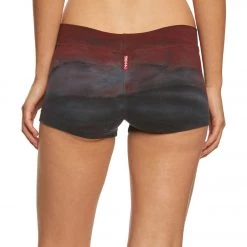 Hard Tail Booty Yoga Shorts Burgundy/Gray Rainbow Horizon