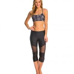 CLOTHING Onzie Cut Out Yoga Capris Black/Black Mesh
