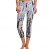 Hard Tail Flat Waisted Cotton Yoga Capris Blue Lizard Ombre